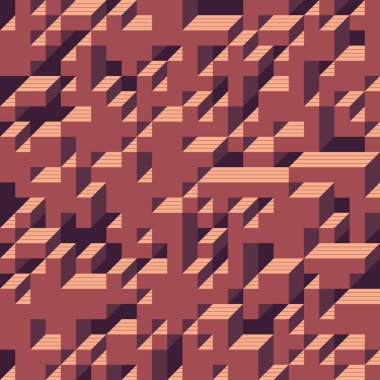 Soyut geometrik arkaplan. Edward Zajecs 2. Cubo 'nun 1971' deki uygulaması. Esasen 8 taştan oluşan bir Truchet fayans seti ve yerleştirme sanatı illüstrasyonu için kurallar 