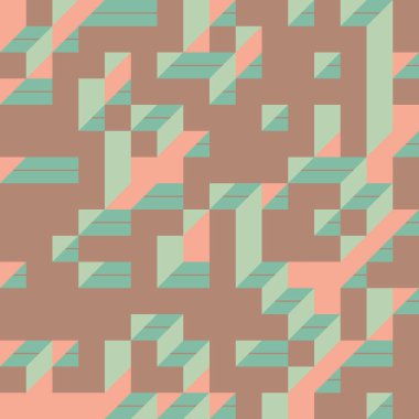 Soyut geometrik arkaplan. Edward Zajecs 2. Cubo 'nun 1971' deki uygulaması. Esasen 8 taştan oluşan bir Truchet fayans seti ve yerleştirme sanatı illüstrasyonu için kurallar 