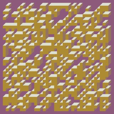 Soyut geometrik arkaplan. Edward Zajecs 2. Cubo 'nun 1971' deki uygulaması. Esasen 8 taştan oluşan bir Truchet fayans seti ve yerleştirme sanatı illüstrasyonu için kurallar 