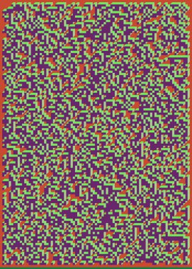 Edward Zajec 'in 1971' deki Il Cubo 'sunun uygulanması. Esasen 8 taştan oluşan bir Truchet fayans seti ve yerleştirme sanatı illüstrasyonu için kurallar