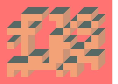 Edward Zajecs 2. Cubo 'nun 1971' deki uygulaması. Esasen 8 taştan oluşan bir Truchet fayans seti ve yerleştirme sanatı illüstrasyonu için kurallar 