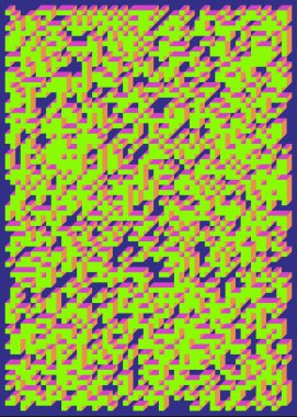 Edward Zajec 'in 1971' deki Il Cubo 'sunun uygulanması. Esasen 8 taştan oluşan bir Truchet fayans seti ve yerleştirme sanatı illüstrasyonu için kurallar