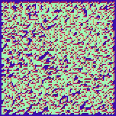 Edward Zajec 'in 1971' deki Il Cubo 'sunun uygulanması. Esasen 8 taştan oluşan bir Truchet fayans seti ve yerleştirme sanatı illüstrasyonu için kurallar