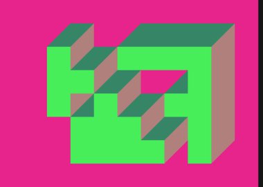 Edward Zajec 'in 1971' deki Il Cubo 'sunun uygulanması. Esasen 8 taştan oluşan bir Truchet fayans seti ve yerleştirme sanatı illüstrasyonu için kurallar