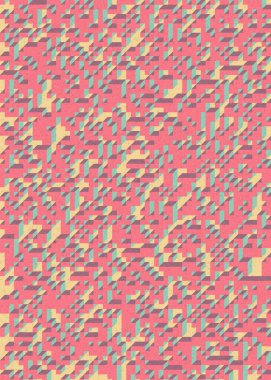 Soyut geometrik arkaplan. Edward Zajecs 2. Cubo 'nun 1971' deki uygulaması. Esasen 8 taştan oluşan bir Truchet fayans seti ve yerleştirme sanatı illüstrasyonu için kurallar 