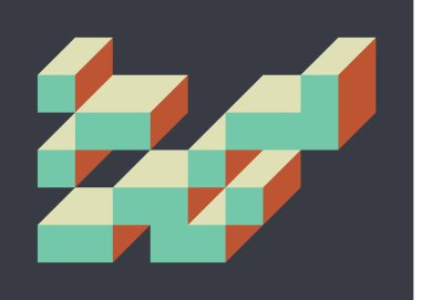 Edward Zajecs 2. Cubo 'nun 1971' deki uygulaması. Esasen 8 taştan oluşan bir Truchet fayans seti ve yerleştirme sanatı illüstrasyonu için kurallar 