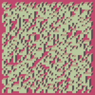 Soyut geometrik arkaplan. Edward Zajecs 2. Cubo 'nun 1971' deki uygulaması. Esasen 8 taştan oluşan bir Truchet fayans seti ve yerleştirme sanatı illüstrasyonu için kurallar 