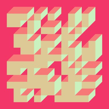 Soyut geometrik arkaplan. Edward Zajecs 2. Cubo 'nun 1971' deki uygulaması. Esasen 8 taştan oluşan bir Truchet fayans seti ve yerleştirme sanatı illüstrasyonu için kurallar 