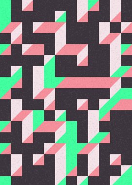 Soyut geometrik arkaplan. Edward Zajecs 2. Cubo 'nun 1971' deki uygulaması. Esasen 8 taştan oluşan bir Truchet fayans seti ve yerleştirme sanatı illüstrasyonu için kurallar 