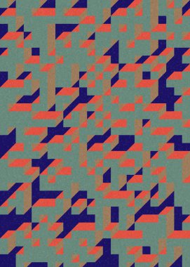 Soyut geometrik arkaplan. Edward Zajecs 2. Cubo 'nun 1971' deki uygulaması. Esasen 8 taştan oluşan bir Truchet fayans seti ve yerleştirme sanatı illüstrasyonu için kurallar 