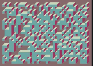 Edward Zajec 'in 1971' deki Il Cubo 'sunun uygulanması. Esasen 8 taştan oluşan bir Truchet fayans seti ve yerleştirme sanatı illüstrasyonu için kurallar