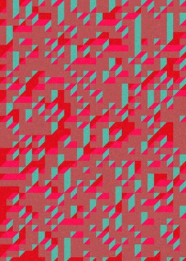 Soyut geometrik arkaplan. Edward Zajecs 2. Cubo 'nun 1971' deki uygulaması. Esasen 8 taştan oluşan bir Truchet fayans seti ve yerleştirme sanatı illüstrasyonu için kurallar 