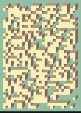 Edward Zajec 'in 1971' deki Il Cubo 'sunun uygulanması. Esasen 8 taştan oluşan bir Truchet fayans seti ve yerleştirme sanatı illüstrasyonu için kurallar