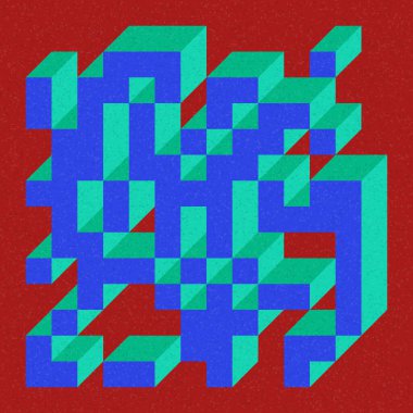 Soyut geometrik arkaplan. Edward Zajecs 2. Cubo 'nun 1971' deki uygulaması. Esasen 8 taştan oluşan bir Truchet fayans seti ve yerleştirme sanatı illüstrasyonu için kurallar 