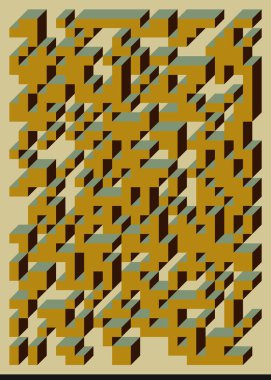 Edward Zajec 'in 1971' deki Il Cubo 'sunun uygulanması. Esasen 8 taştan oluşan bir Truchet fayans seti ve yerleştirme sanatı illüstrasyonu için kurallar