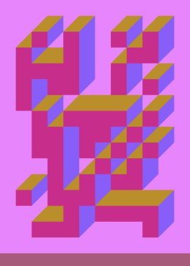 Edward Zajecs 2. Cubo 'nun 1971' deki uygulaması. Esasen 8 taştan oluşan bir Truchet fayans seti ve yerleştirme sanatı illüstrasyonu için kurallar  