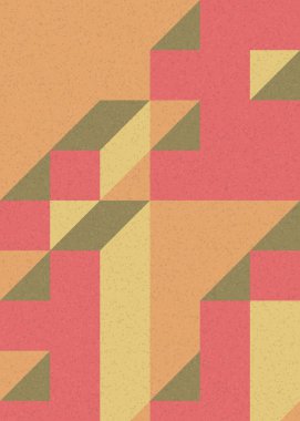 Soyut geometrik arkaplan. Edward Zajecs 2. Cubo 'nun 1971' deki uygulaması. Esasen 8 taştan oluşan bir Truchet fayans seti ve yerleştirme sanatı illüstrasyonu için kurallar 