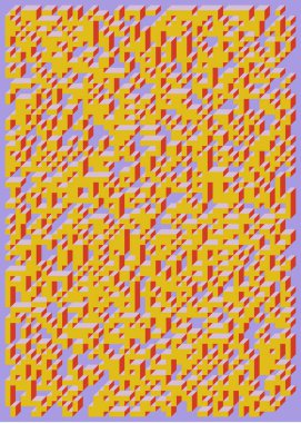 Edward Zajecs 2. Cubo 'nun 1971' deki uygulaması. Esasen 8 taştan oluşan bir Truchet fayans seti ve yerleştirme sanatı illüstrasyonu için kurallar  