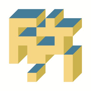 Soyut geometrik arkaplan. Edward Zajecs 2. Cubo 'nun 1971' deki uygulaması. Esasen 8 taştan oluşan bir Truchet fayans seti ve yerleştirme sanatı illüstrasyonu için kurallar 