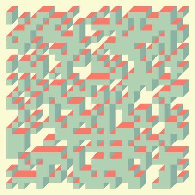 Edward Zajecs 2. Cubo 'nun 1971' deki uygulaması. Esasen 8 taştan oluşan bir Truchet fayans seti ve yerleştirme sanatı illüstrasyonu için kurallar  