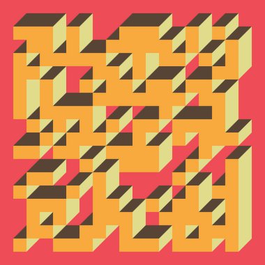 Soyut geometrik arkaplan. Edward Zajecs 2. Cubo 'nun 1971' deki uygulaması. Esasen 8 taştan oluşan bir Truchet fayans seti ve yerleştirme sanatı illüstrasyonu için kurallar 