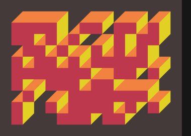 Edward Zajecs 2. Cubo 'nun 1971' deki uygulaması. Esasen 8 taştan oluşan bir Truchet fayans seti ve yerleştirme sanatı illüstrasyonu için kurallar 