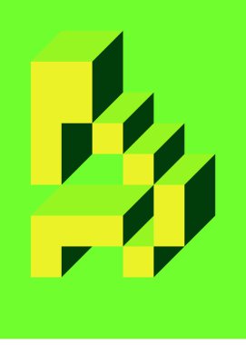 Edward Zajecs 2. Cubo 'nun 1971' deki uygulaması. Esasen 8 taştan oluşan bir Truchet fayans seti ve yerleştirme sanatı illüstrasyonu için kurallar  