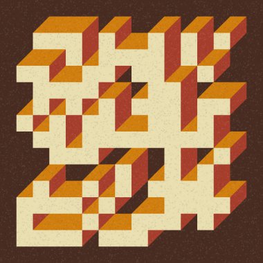 Edward Zajecs 2. Cubo 'nun 1971' deki uygulaması. Esasen 8 taştan oluşan bir Truchet fayans seti ve yerleştirme sanatı illüstrasyonu için kurallar  