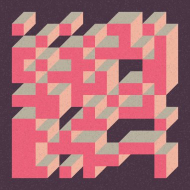 Soyut geometrik arkaplan. Edward Zajecs 2. Cubo 'nun 1971' deki uygulaması. Esasen 8 taştan oluşan bir Truchet fayans seti ve yerleştirme sanatı illüstrasyonu için kurallar 