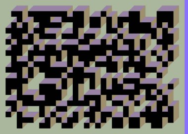 Edward Zajec 'in 1971' deki Il Cubo 'sunun uygulanması. Esasen 8 taştan oluşan bir Truchet fayans seti ve yerleştirme sanatı illüstrasyonu için kurallar