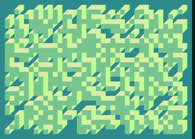 Edward Zajecs 2. Cubo 'nun 1971' deki uygulaması. Esasen 8 taştan oluşan bir Truchet fayans seti ve yerleştirme sanatı illüstrasyonu için kurallar  