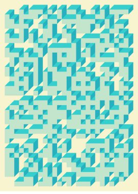 Edward Zajec 'in 1971' deki Il Cubo 'sunun uygulanması. Esasen 8 taştan oluşan bir Truchet fayans seti ve yerleştirme sanatı illüstrasyonu için kurallar