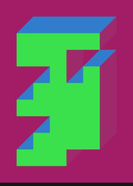 Edward Zajec 'in 1971' deki Il Cubo 'sunun uygulanması. Esasen 8 taştan oluşan bir Truchet fayans seti ve yerleştirme sanatı illüstrasyonu için kurallar