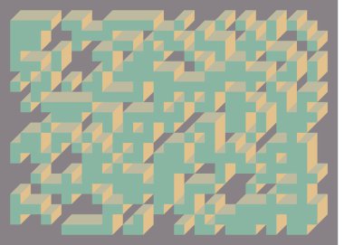 Edward Zajecs 2. Cubo 'nun 1971' deki uygulaması. Esasen 8 taştan oluşan bir Truchet fayans seti ve yerleştirme sanatı illüstrasyonu için kurallar 