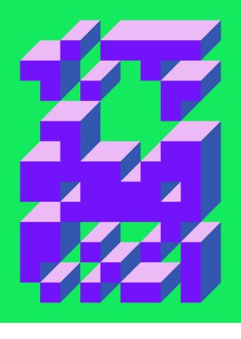 Edward Zajecs 2. Cubo 'nun 1971' deki uygulaması. Esasen 8 taştan oluşan bir Truchet fayans seti ve yerleştirme sanatı illüstrasyonu için kurallar  