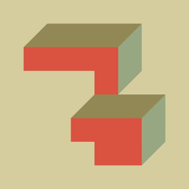 Edward Zajecs 2. Cubo 'nun 1971' deki uygulaması. Esasen 8 taştan oluşan bir Truchet fayans seti ve yerleştirme sanatı illüstrasyonu için kurallar  