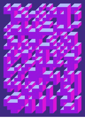 Edward Zajec 'in 1971' deki Il Cubo 'sunun uygulanması. Esasen 8 taştan oluşan bir Truchet fayans seti ve yerleştirme sanatı illüstrasyonu için kurallar