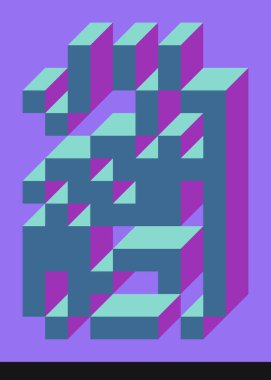 Edward Zajec 'in 1971' deki Il Cubo 'sunun uygulanması. Esasen 8 taştan oluşan bir Truchet fayans seti ve yerleştirme sanatı illüstrasyonu için kurallar