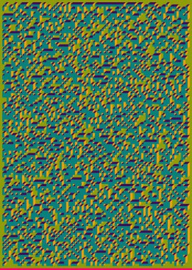 Edward Zajec 'in 1971' deki Il Cubo 'sunun uygulanması. Esasen 8 taştan oluşan bir Truchet fayans seti ve yerleştirme sanatı illüstrasyonu için kurallar