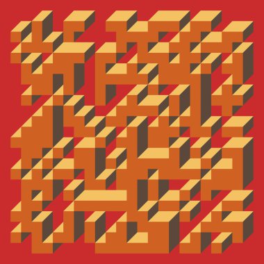 Soyut geometrik arkaplan. Edward Zajecs 2. Cubo 'nun 1971' deki uygulaması. Esasen 8 taştan oluşan bir Truchet fayans seti ve yerleştirme sanatı illüstrasyonu için kurallar 