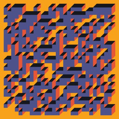 Soyut geometrik arkaplan. Edward Zajecs 2. Cubo 'nun 1971' deki uygulaması. Esasen 8 taştan oluşan bir Truchet fayans seti ve yerleştirme sanatı illüstrasyonu için kurallar 