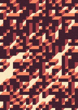 Soyut geometrik arkaplan. Edward Zajecs 2. Cubo 'nun 1971' deki uygulaması. Esasen 8 taştan oluşan bir Truchet fayans seti ve yerleştirme sanatı illüstrasyonu için kurallar 