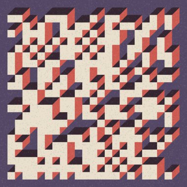 Soyut geometrik arkaplan. Edward Zajecs 2. Cubo 'nun 1971' deki uygulaması. Esasen 8 taştan oluşan bir Truchet fayans seti ve yerleştirme sanatı illüstrasyonu için kurallar 