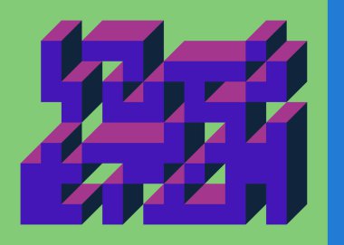 Edward Zajecs 2. Cubo 'nun 1971' deki uygulaması. Esasen 8 taştan oluşan bir Truchet fayans seti ve yerleştirme sanatı illüstrasyonu için kurallar 