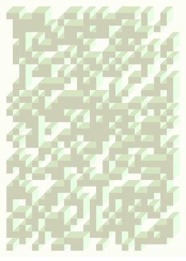 Edward Zajec 'in 1971' deki Il Cubo 'sunun uygulanması. Esasen 8 taştan oluşan bir Truchet fayans seti ve yerleştirme sanatı illüstrasyonu için kurallar