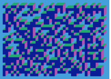 Edward Zajecs 2. Cubo 'nun 1971' deki uygulaması. Esasen 8 taştan oluşan bir Truchet fayans seti ve yerleştirme sanatı illüstrasyonu için kurallar  