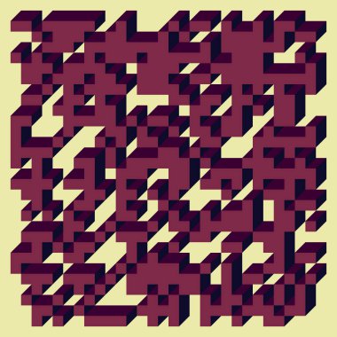 Soyut geometrik arkaplan. Edward Zajecs 2. Cubo 'nun 1971' deki uygulaması. Esasen 8 taştan oluşan bir Truchet fayans seti ve yerleştirme sanatı illüstrasyonu için kurallar 