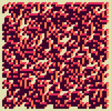 Soyut geometrik arkaplan. Edward Zajecs 2. Cubo 'nun 1971' deki uygulaması. Esasen 8 taştan oluşan bir Truchet fayans seti ve yerleştirme sanatı illüstrasyonu için kurallar 