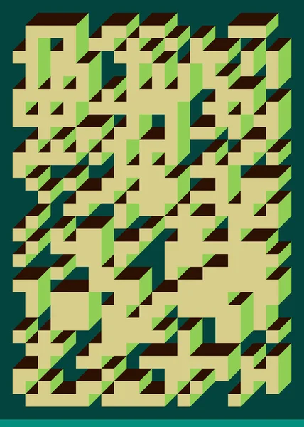Edward Zajec 'in 1971' deki Il Cubo 'sunun uygulanması. Esasen 8 taştan oluşan bir Truchet fayans seti ve yerleştirme sanatı illüstrasyonu için kurallar