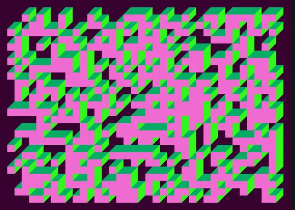 Edward Zajec 'in 1971' deki Il Cubo 'sunun uygulanması. Esasen 8 taştan oluşan bir Truchet fayans seti ve yerleştirme sanatı illüstrasyonu için kurallar